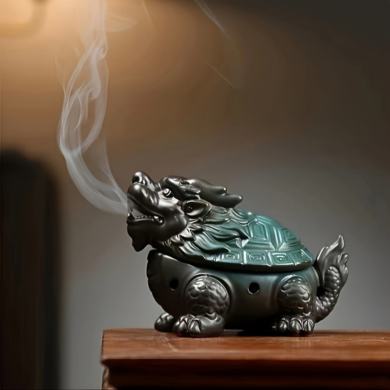 Money Dragon Incense Burner – Ceramic Feng Shui Gift for Fortune