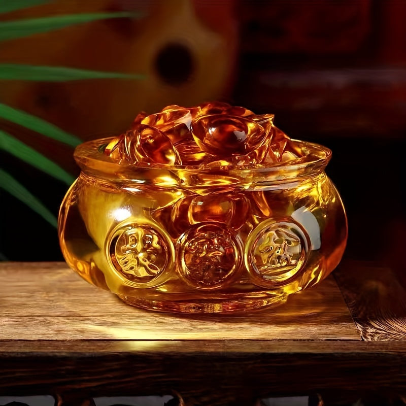 Glass Treasure Pot – Feng Shui Decor for Prosperity