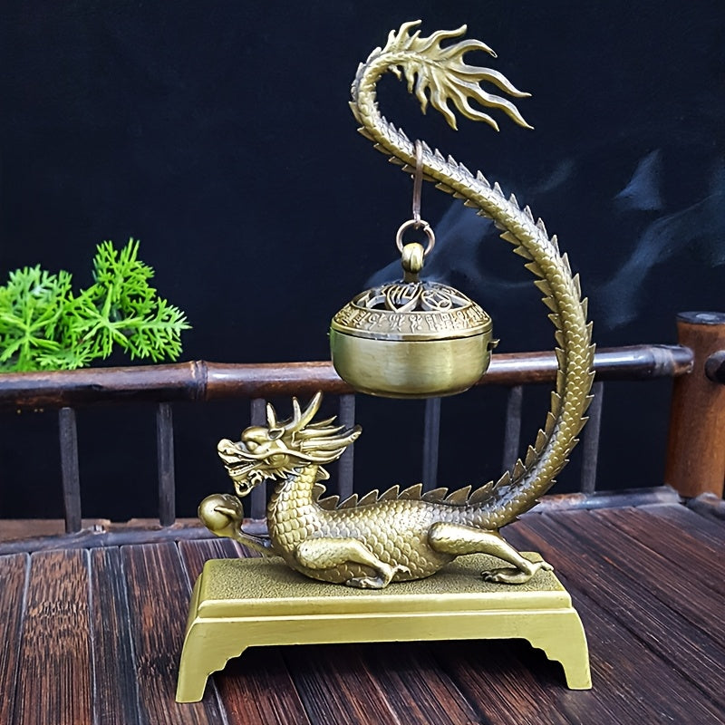 Dragon Incense Burner – Metal Feng Shui Decor for Zen Meditation