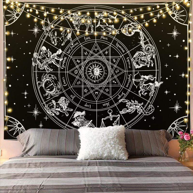 Mandala Tapestry For Home Decor White Black Sun And Moon