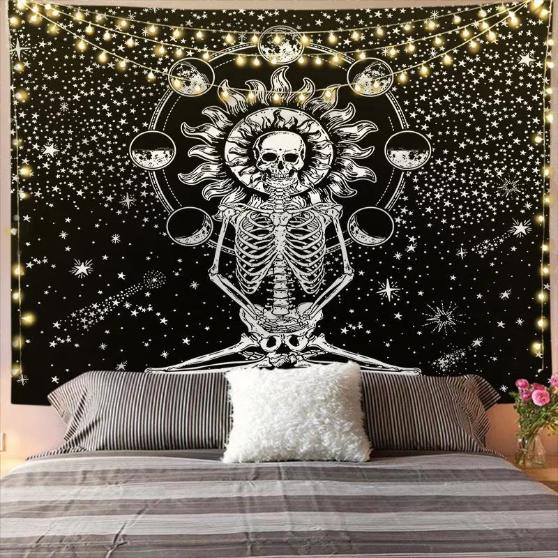 Mandala Tapestry For Home Decor White Black Sun And Moon