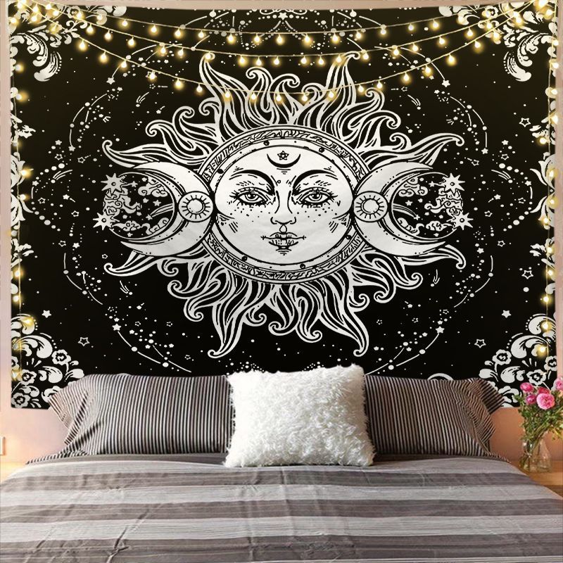 Mandala Tapestry For Home Decor White Black Sun And Moon
