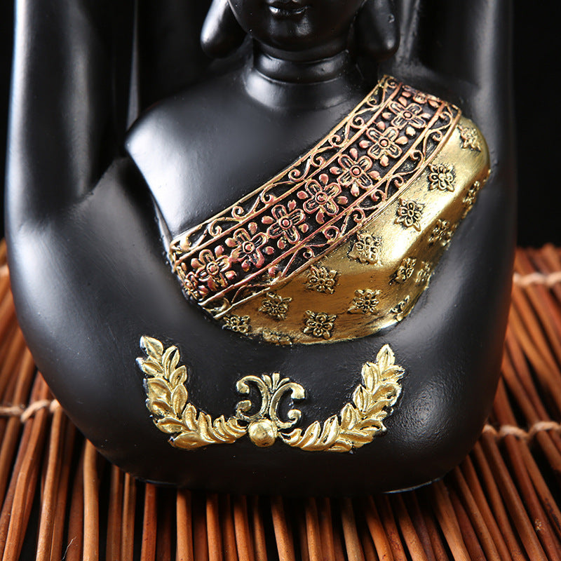 Green Resin Thai Buddha Statue Handmade Sculpture Hindu