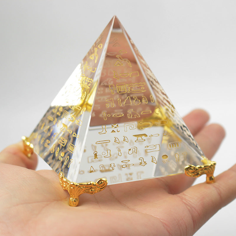 New Hieroglyphs Pyramid Crystal Feng Shui Stone Yoga Energy