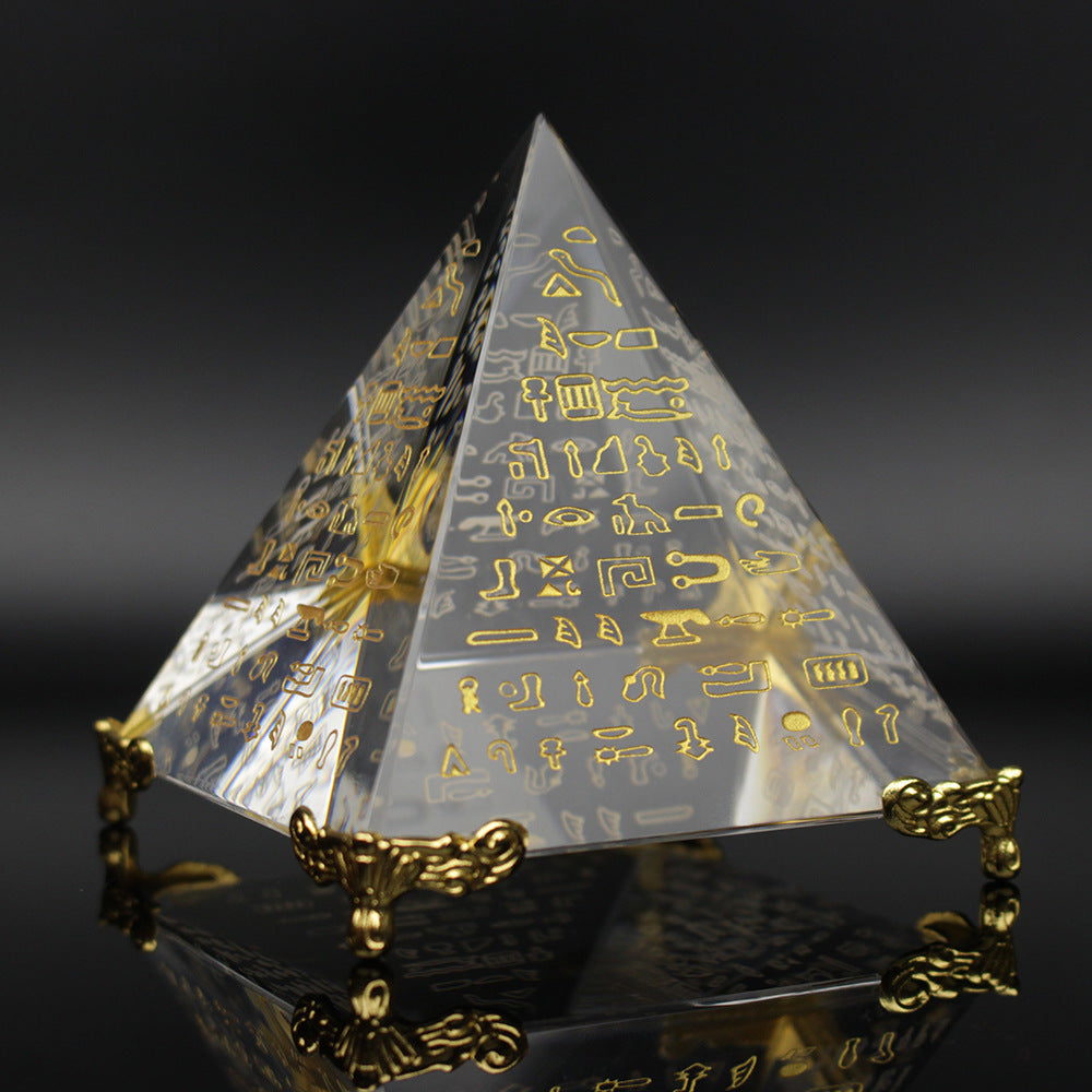 New Hieroglyphs Pyramid Crystal Feng Shui Stone Yoga Energy