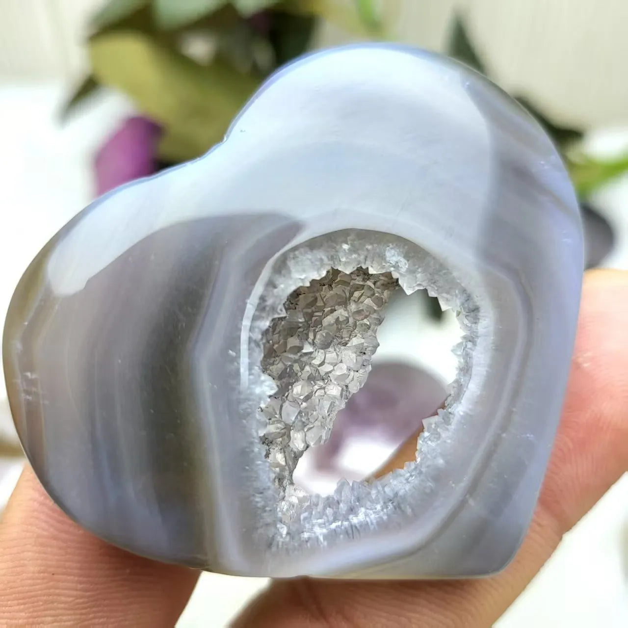 1pc Agate Love Shaped Stone Ornaments, Home Decoration, Holi