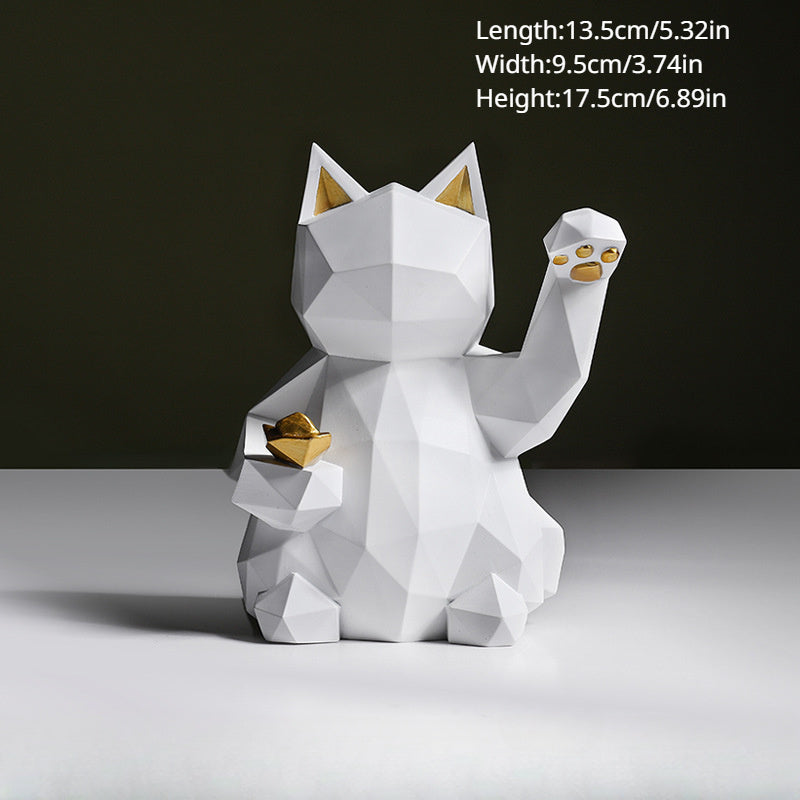 Matte Lucky Cat Figurine – Modern Resin Decor for Home or Shop