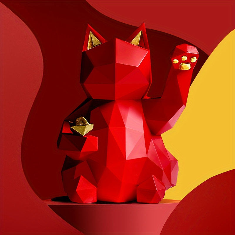 Matte Lucky Cat Figurine – Modern Resin Decor for Home or Shop