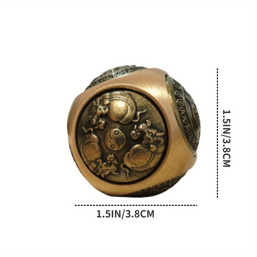 1pc Vintage Brass Six-sided Small Ornament, A Spherical Deco