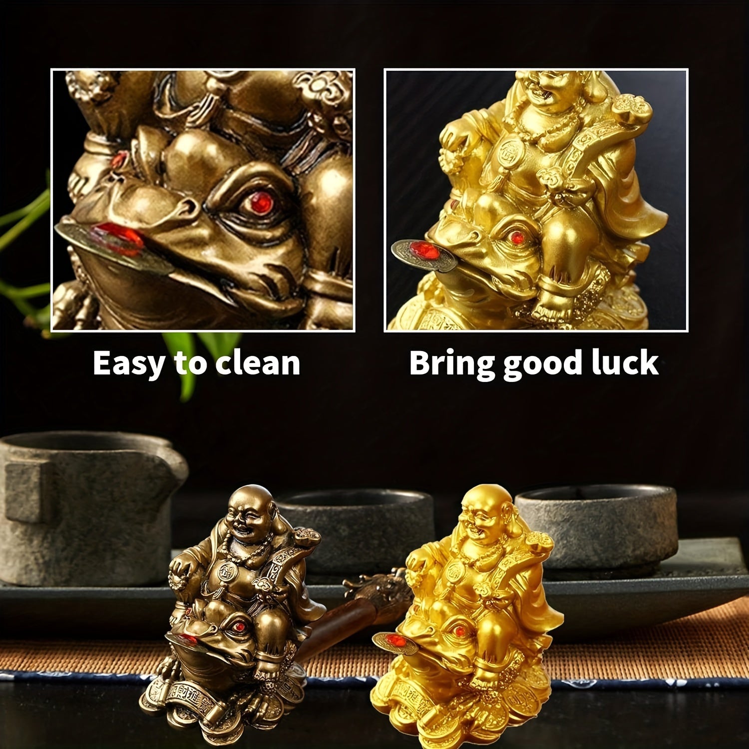 Golden Laughing Buddha Statue – Feng Shui Wealth & Joy Charm