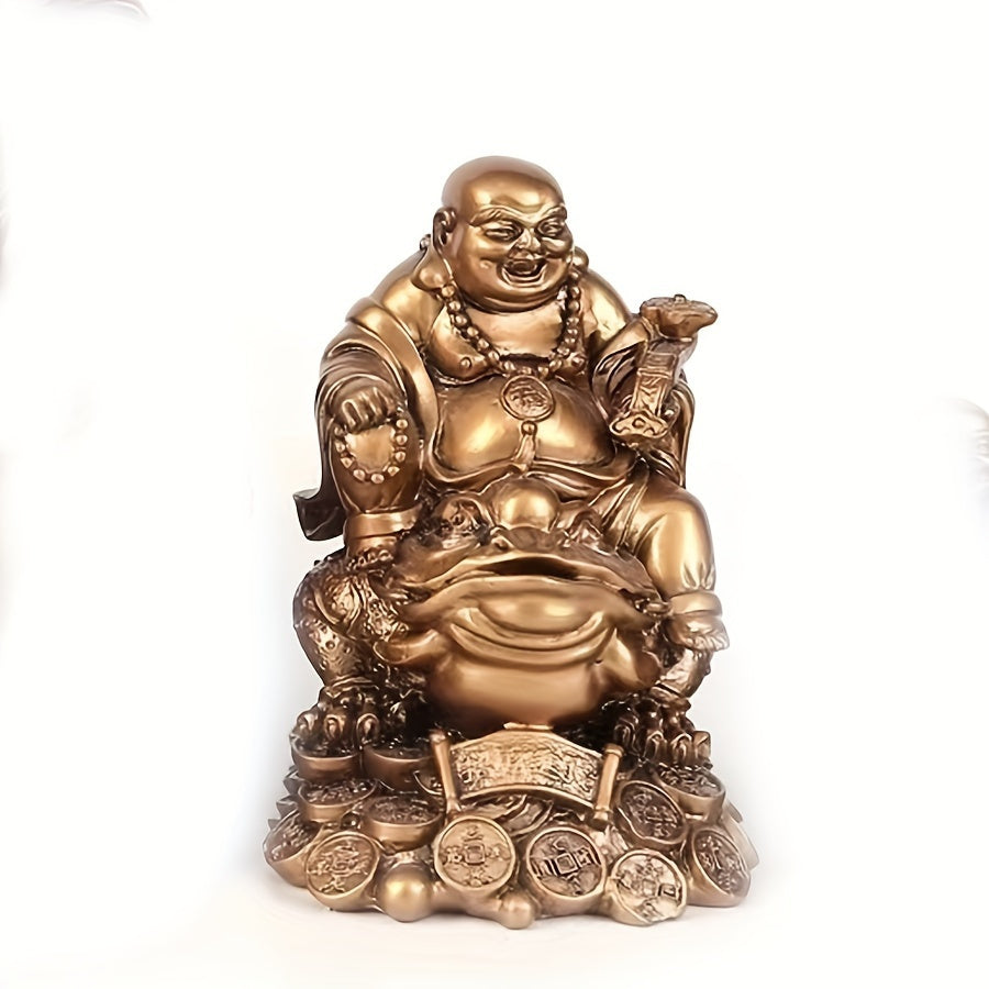 Golden Laughing Buddha Statue – Feng Shui Wealth & Joy Charm