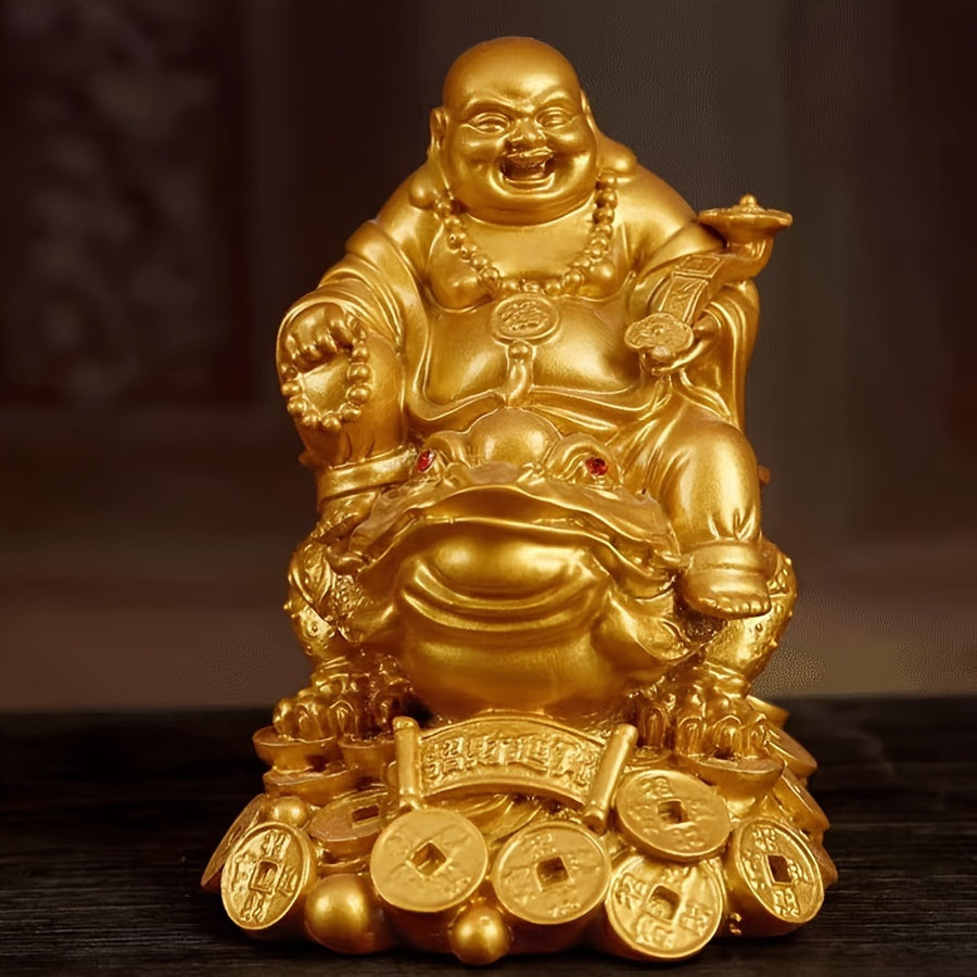 Golden Laughing Buddha Statue – Feng Shui Wealth & Joy Charm