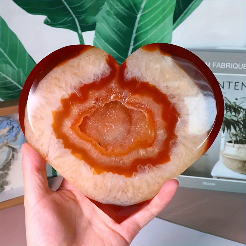 1pc CRYSTALHOLA Carnelian Crystal Heart Red Agate Geode Clus