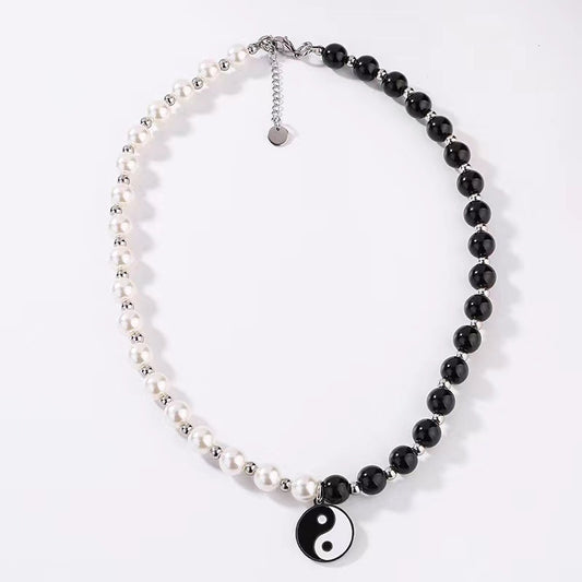 Yin Yang Tai Chi Pendant Necklace Black And White