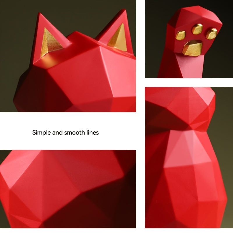 Matte Lucky Cat Figurine – Modern Resin Decor for Home or Shop