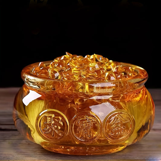 Glass Treasure Pot – Feng Shui Decor for Prosperity