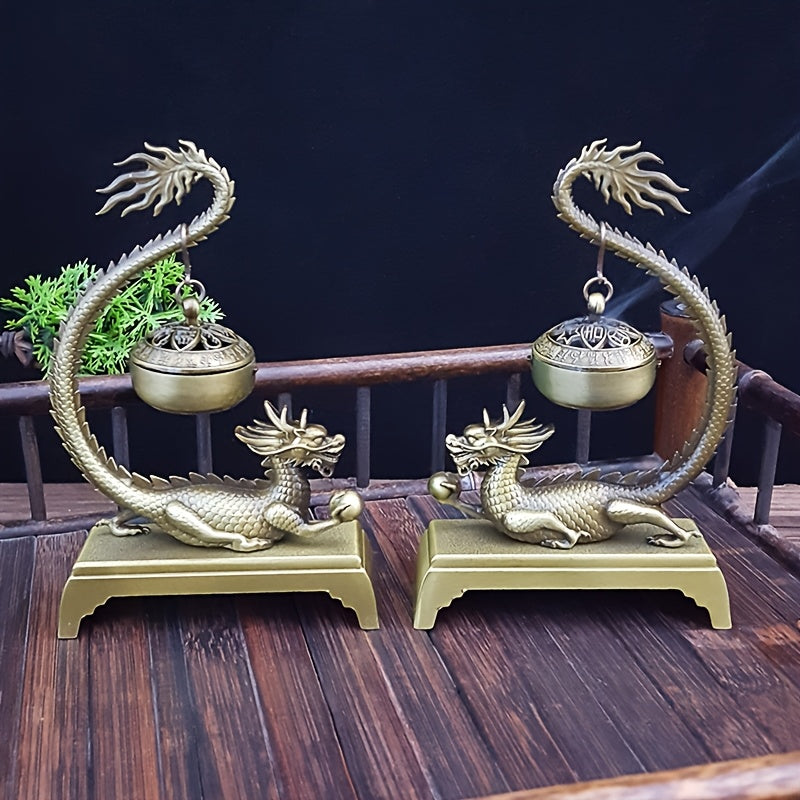 Dragon Incense Burner – Metal Feng Shui Decor for Zen Meditation