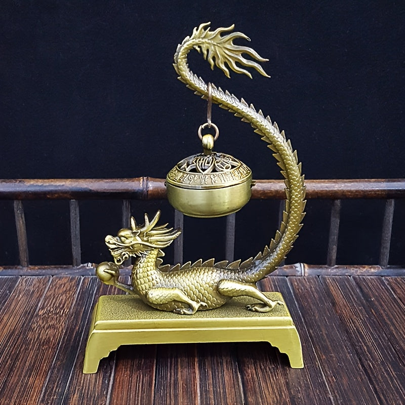 Dragon Incense Burner – Metal Feng Shui Decor for Zen Meditation