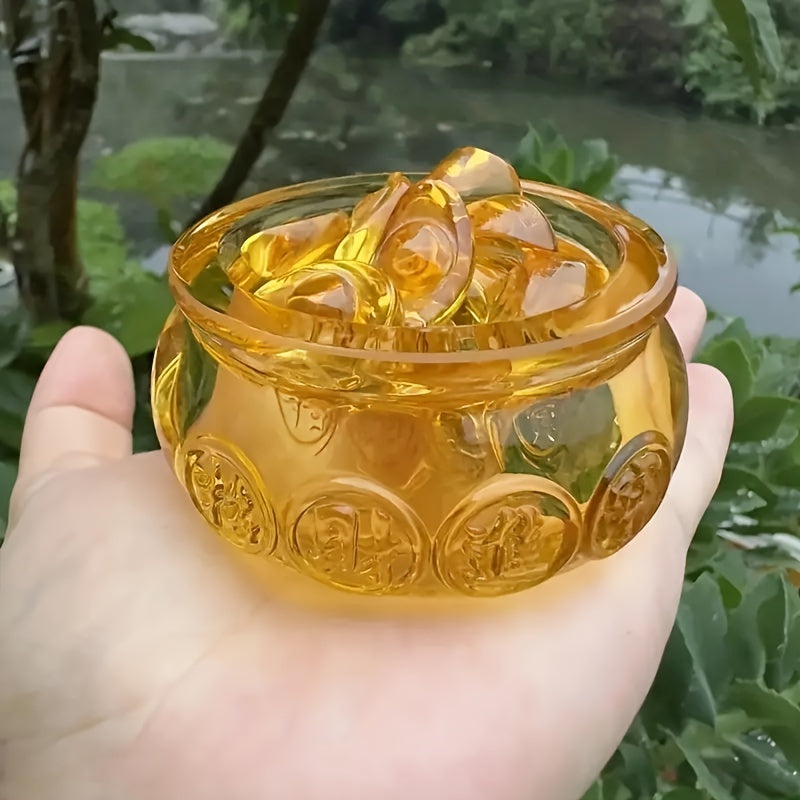 Glass Treasure Pot – Feng Shui Decor for Prosperity