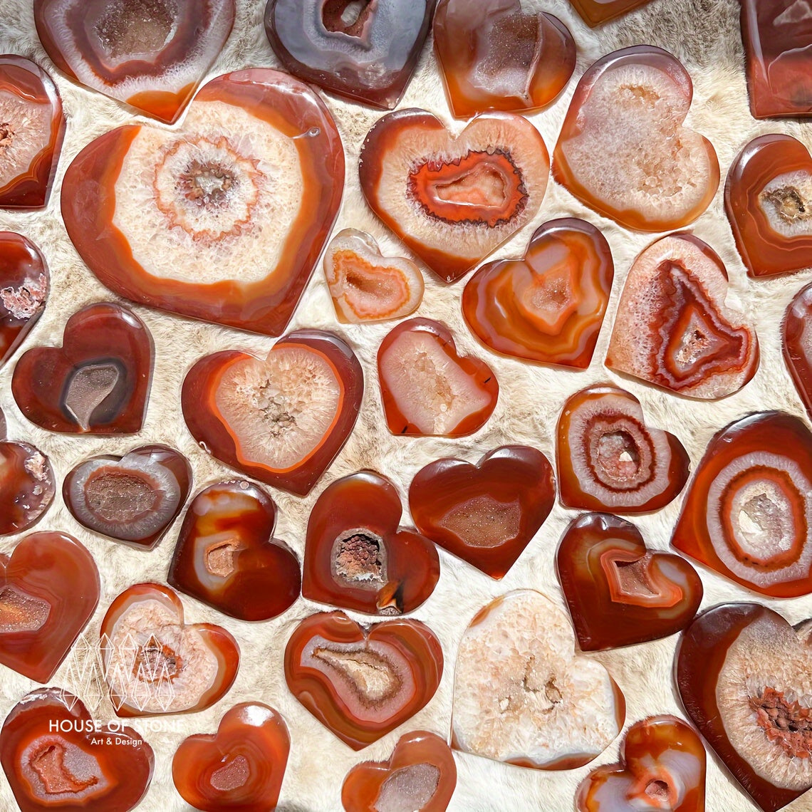 1pc CRYSTALHOLA Carnelian Crystal Heart Red Agate Geode Clus