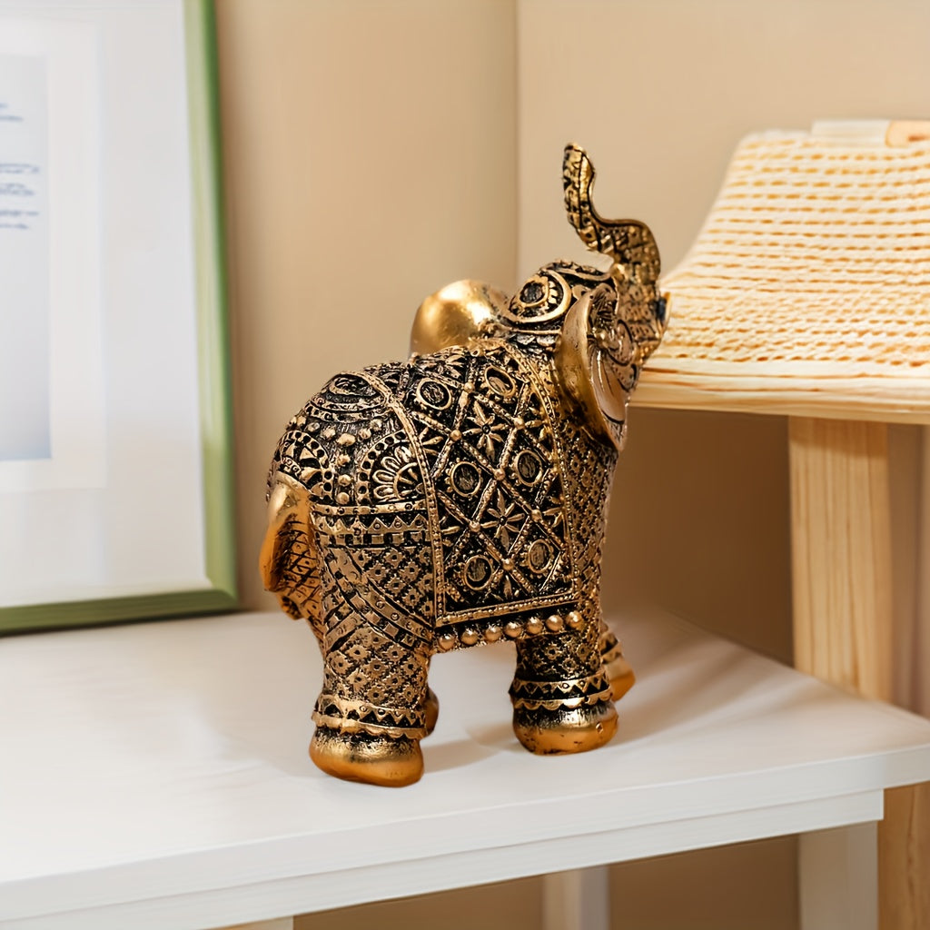 Lucky Elephant Figurine – Resin Wealth Symbol for Home or Office