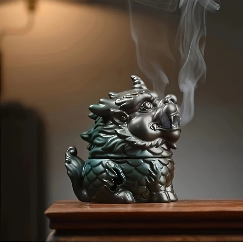 Money Dragon Incense Burner – Ceramic Feng Shui Gift for Fortune