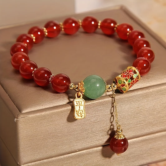 Red Agate Bracelet – Elegant Adjustable Charm, Perfect Gift for Her