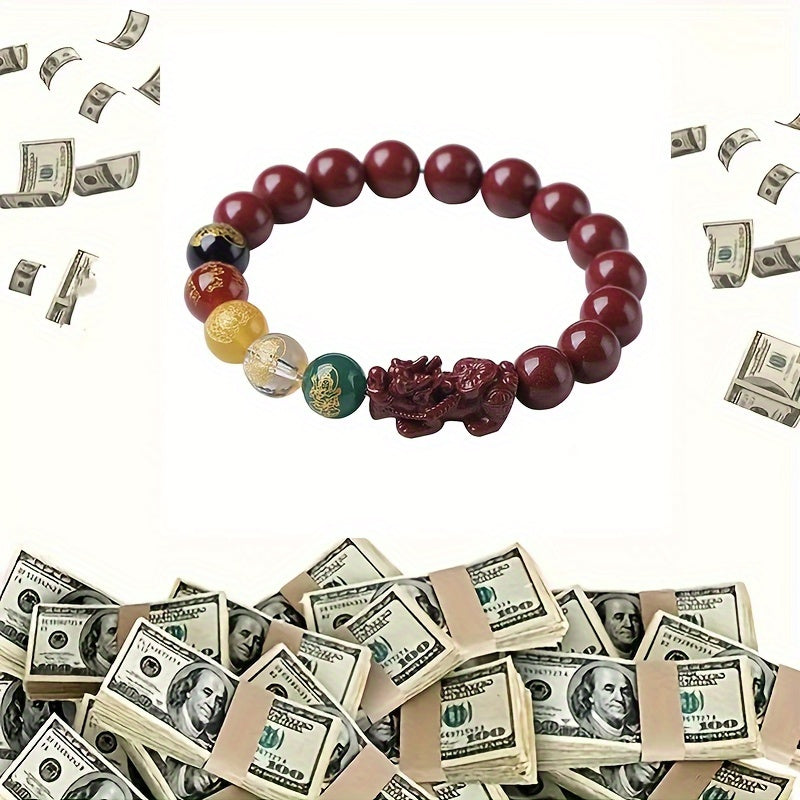 Cinnabar Pixiu Bracelet – Elastic Wealth Charm for Men & Women