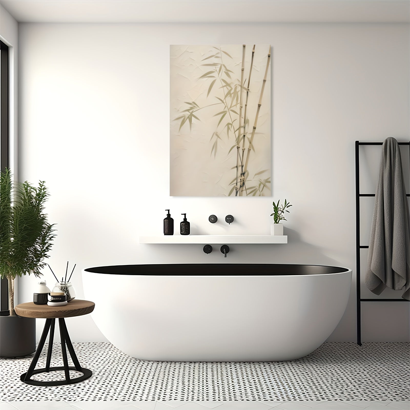 Japanese Bamboo Wall Art – Minimalist Wabi-Sabi Canvas Print