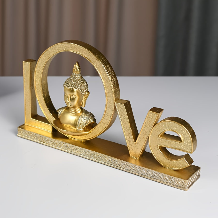 Love-Themed Buddha Statue - Resin Home Decor for Living Room