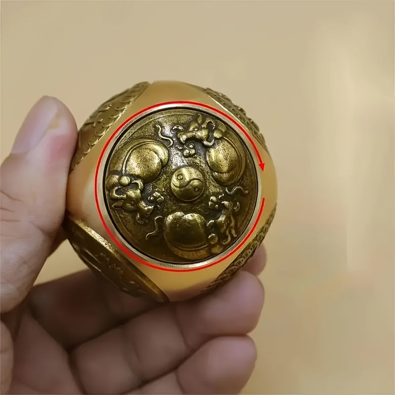 Elegant Brass Six-Sided Rotating Ball - Relax & Wealth Attra