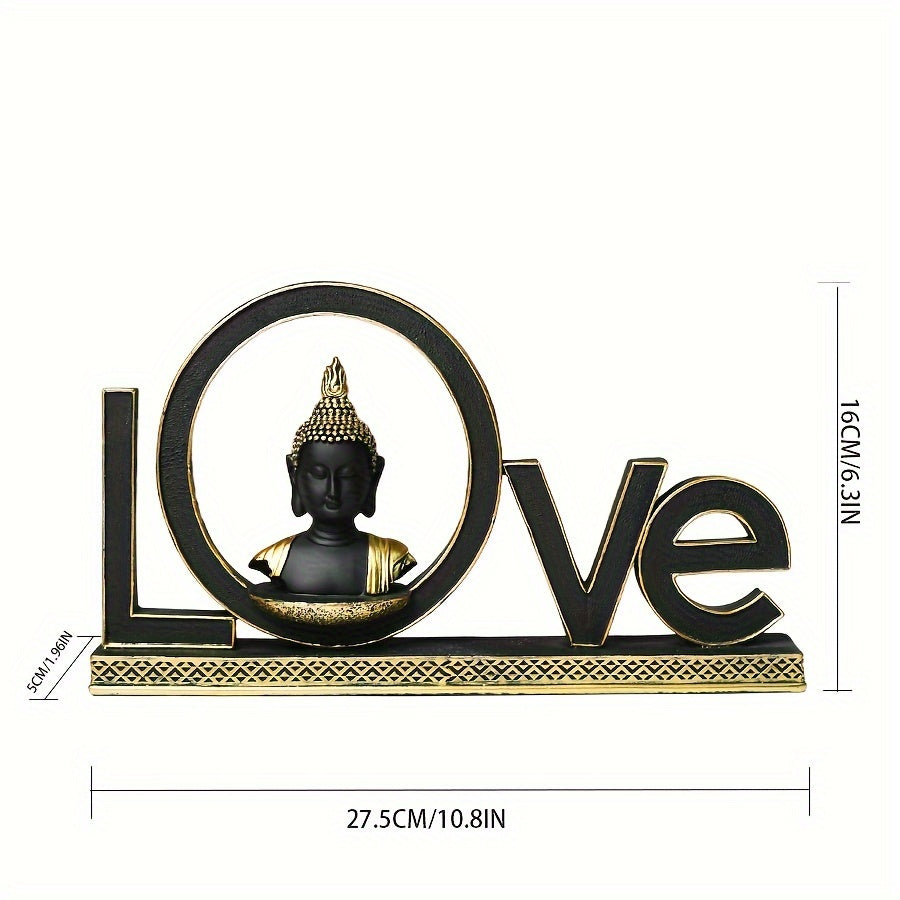 Love-Themed Buddha Statue - Resin Home Decor for Living Room