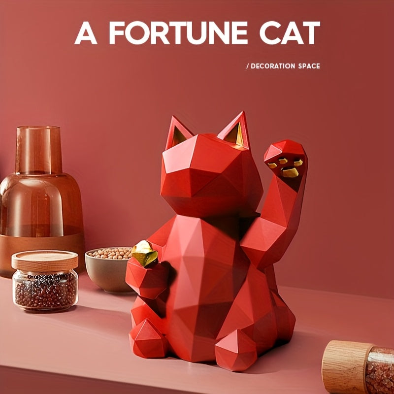 Matte Lucky Cat Figurine – Modern Resin Decor for Home or Shop