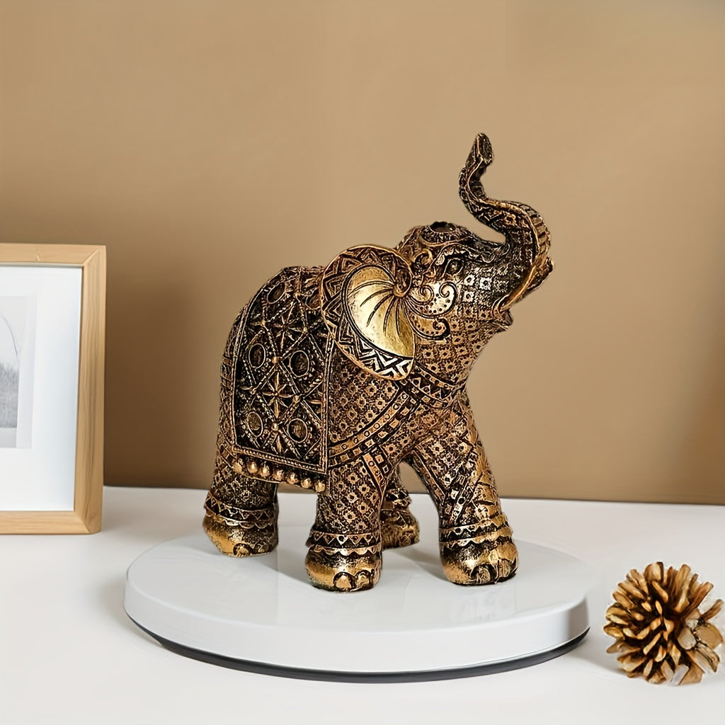 Lucky Elephant Figurine – Resin Wealth Symbol for Home or Office