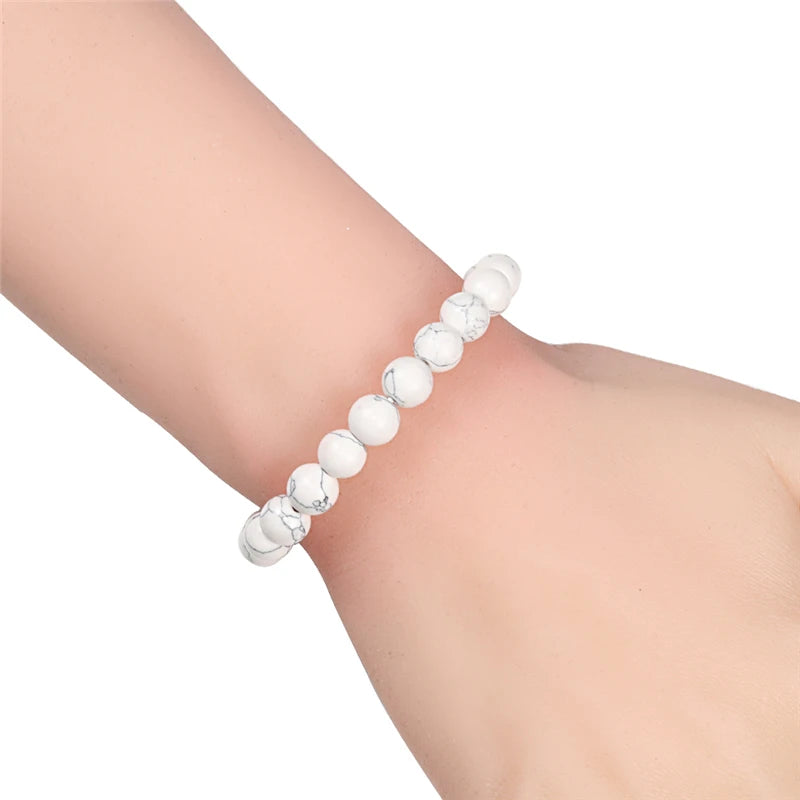 White Stone Meditation Bracelet – Simple & Stretchy for Daily Calm