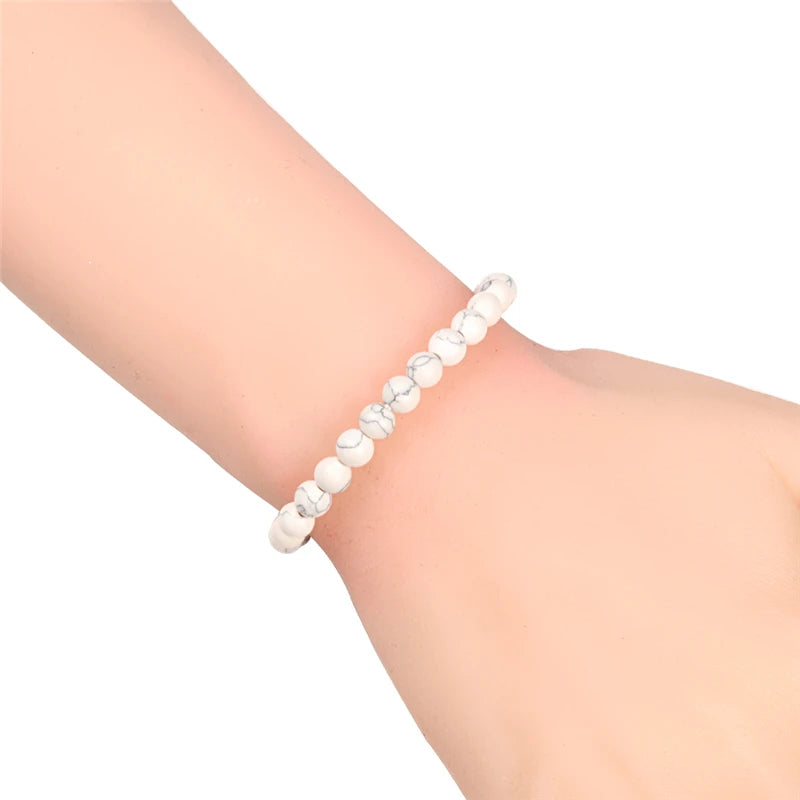 White Stone Meditation Bracelet – Simple & Stretchy for Daily Calm