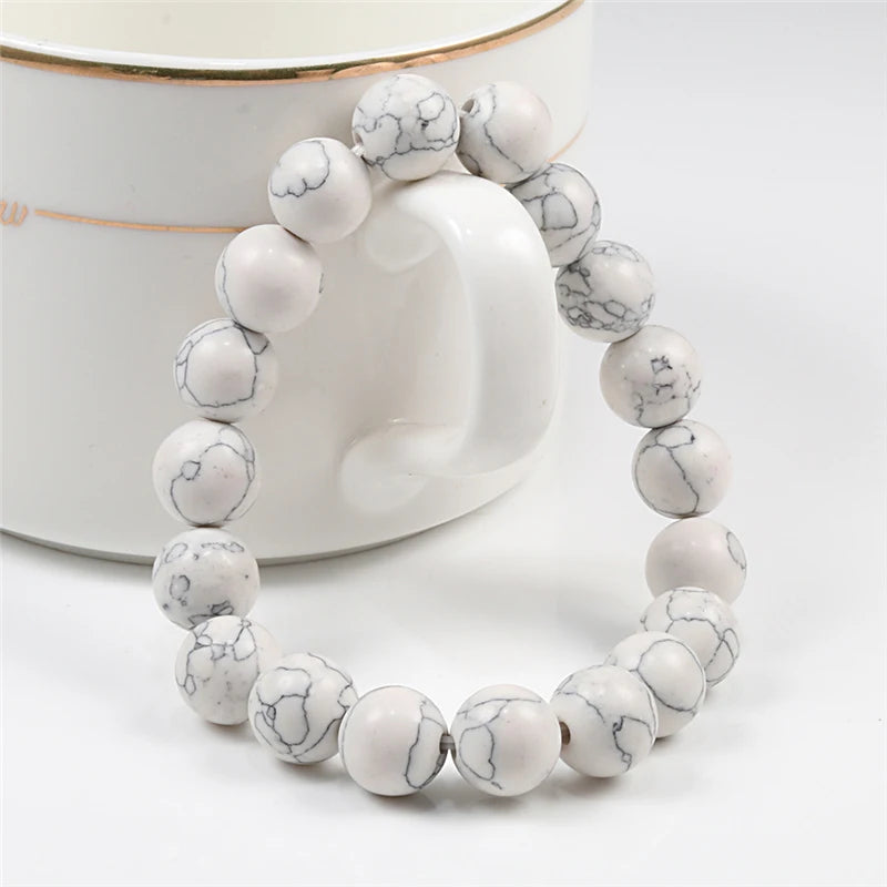 White Stone Meditation Bracelet – Simple & Stretchy for Daily Calm