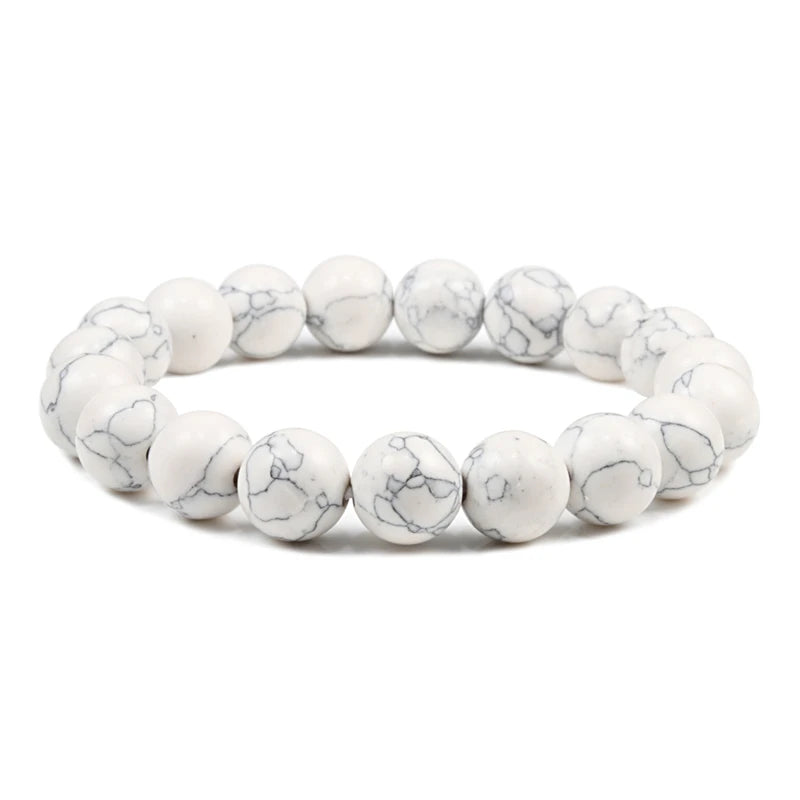 White Stone Meditation Bracelet – Simple & Stretchy for Daily Calm