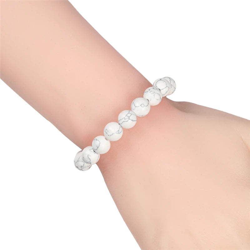 White Stone Meditation Bracelet – Simple & Stretchy for Daily Calm