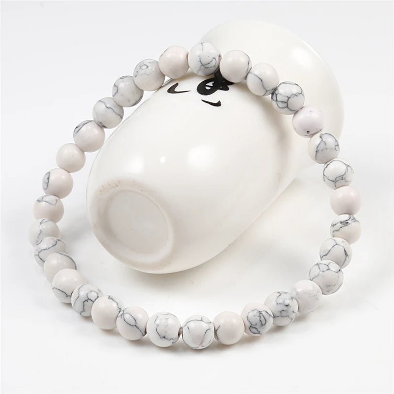White Stone Meditation Bracelet – Simple & Stretchy for Daily Calm