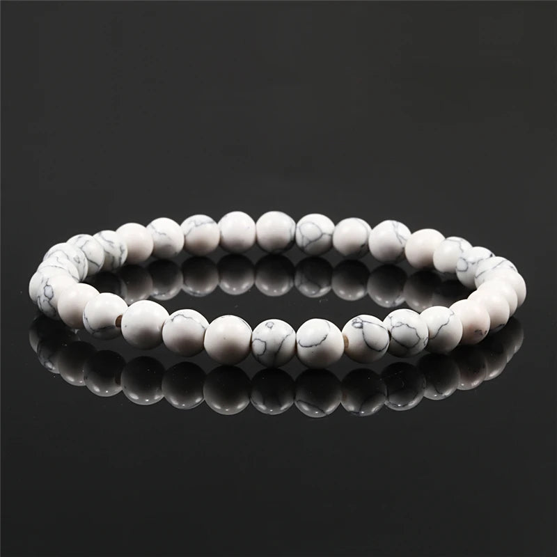 White Stone Meditation Bracelet – Simple & Stretchy for Daily Calm