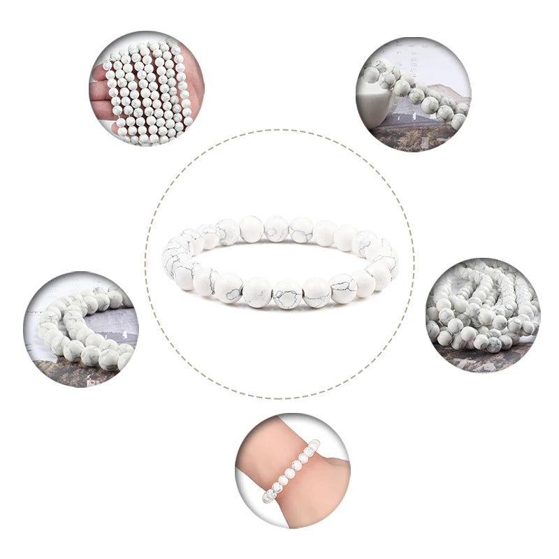 White Stone Meditation Bracelet – Simple & Stretchy for Daily Calm