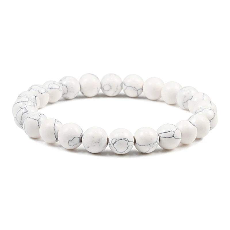 White Stone Meditation Bracelet – Simple & Stretchy for Daily Calm