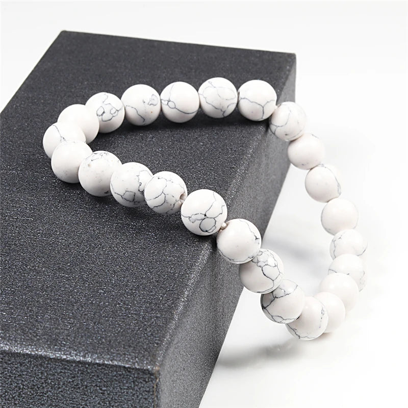 White Stone Meditation Bracelet – Simple & Stretchy for Daily Calm