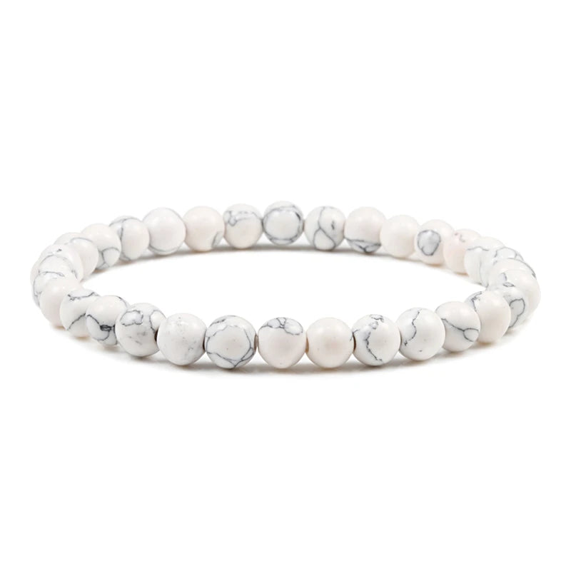 White Stone Meditation Bracelet – Simple & Stretchy for Daily Calm