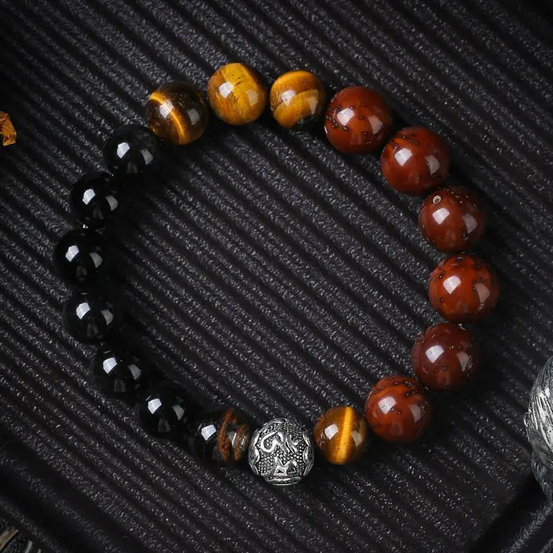 Myth Wukong Obsidian Bracelet – Lucky Buddha Beads for Stress Relief