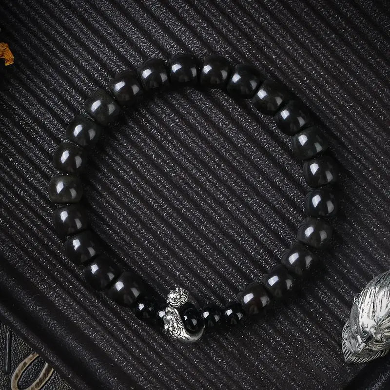 Myth Wukong Obsidian Bracelet – Lucky Buddha Beads for Stress Relief