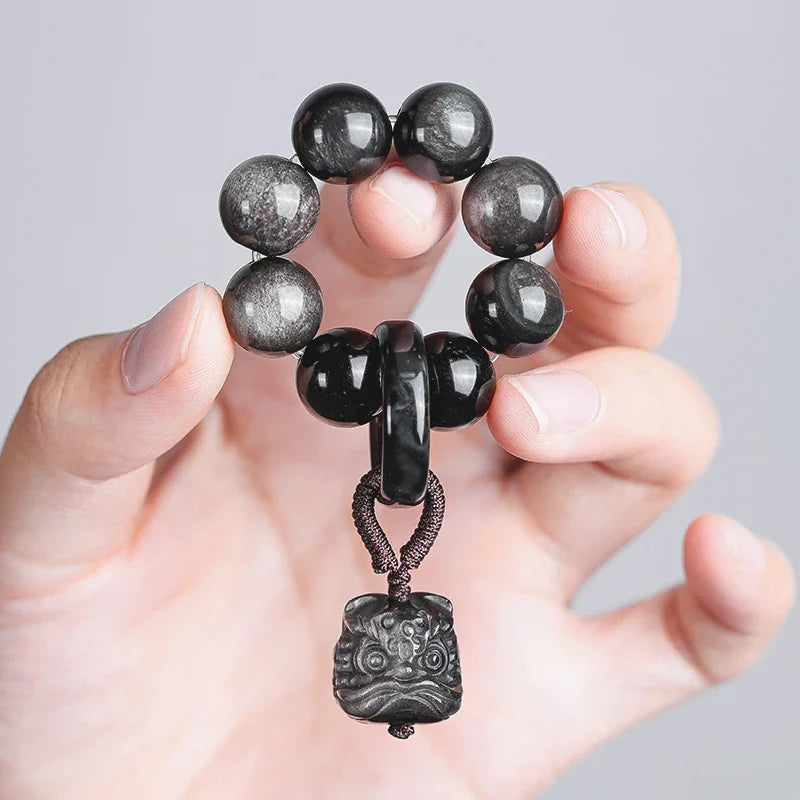 Obsidian Bodhi Bracelet – Twist Design for Luck & Protection