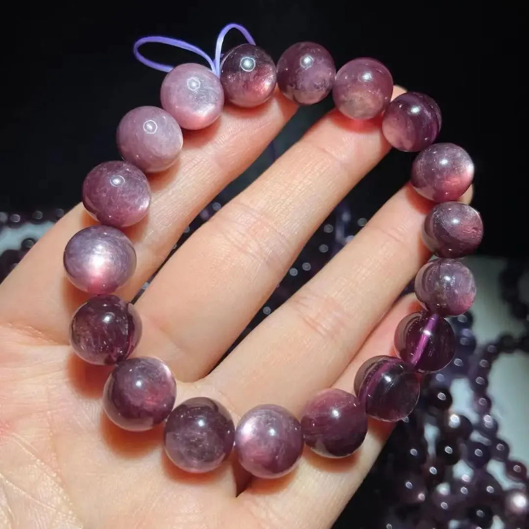 Purple Lepidolite Gem Bracelet – Rare Beads for Jewelry & Healing