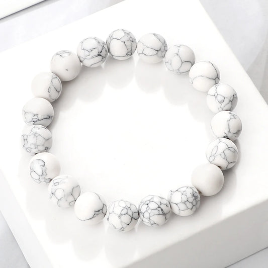 White Stone Meditation Bracelet – Simple & Stretchy for Daily Calm